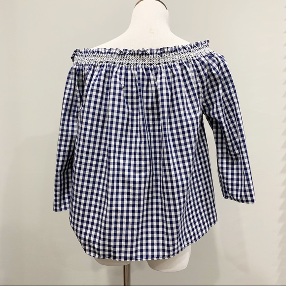 Madewell Smocked Gingham Off the shoulder top - Picture 7 of 9
